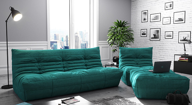 Зеленый диван в интерьере-13, диван Француз